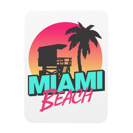 Miami Beach Reisen Vintages Foto Magnet (Vertikal)