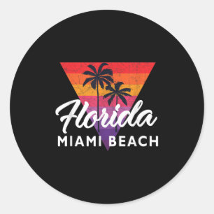 Miami Beach Retro Miami Vintage Dreieck 70er 80er Runder Aufkleber