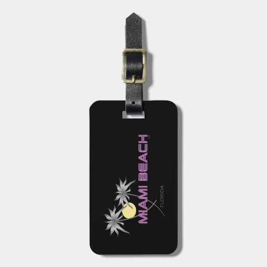 Miami Beach-rosa Grau Gepäckanhänger (Vorderseite vertikal)