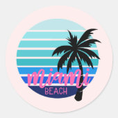 Miami Beach Runder Aufkleber (Vorderseite)