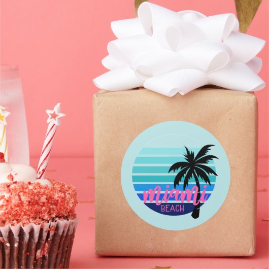 Miami Beach Runder Aufkleber (Party)