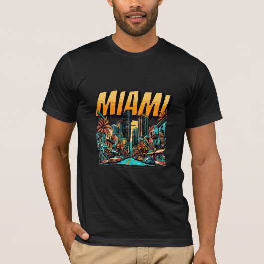 Miami Beach Skyline Retro T-Shirt (Vorderseite)
