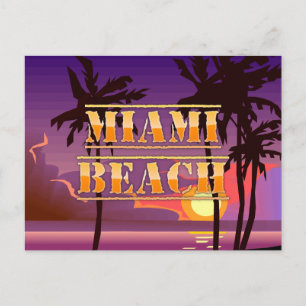 Miami Beach Sonnenaufgang und Palmen Postkarte