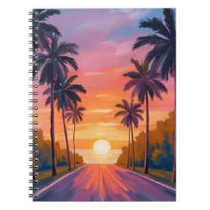 Miami Beach Sonnenuntergang Palme Tropisch Notizblock