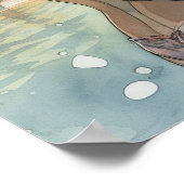 Miami Beach Spring Break Girl in Pool Wasserfarbe Poster (Ecke)