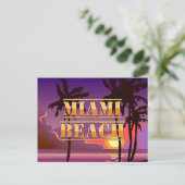 Miami Beach Sunrise und Palmen Tree Postcard Postkarte (Stehend Vorderseite)