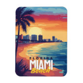 Miami Beach Sunset | Lebhafte Florida-Küste Magnet (Vertikal)