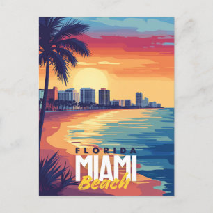 Miami Beach Sunset   Lebhafte Florida-Küste Postkarte