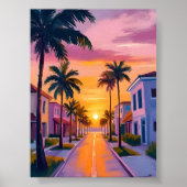 Miami Beach Sunset | Ocean Florida Watercolor Poster (Vorne)