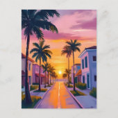 Miami Beach Sunset | Ocean Florida Watercolor Postkarte (Vorderseite)