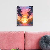 Miami Beach Sunset Palm Tree Tropical Leinwanddruck (Insitu (Wohnzimmer))