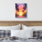 Miami Beach Sunset Palm Tree Tropical Leinwanddruck (Insitu (Schlafzimmer))