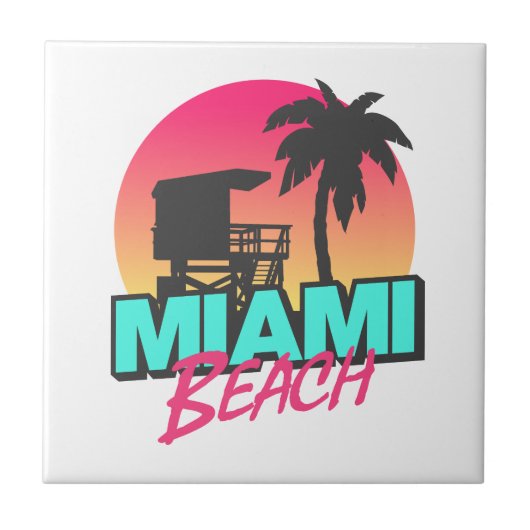 Miami Beach Travel Vintag Fliese (Vorderseite)
