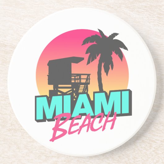 Miami Beach Travel Vintag Getränkeuntersetzer (Vorne)