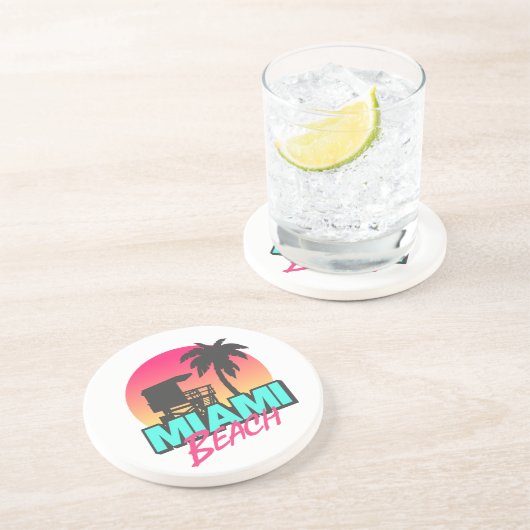 Miami Beach Travel Vintag Getränkeuntersetzer (Seite)