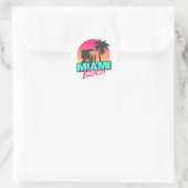 Miami Beach Travel Vintag Runder Aufkleber (Tasche)