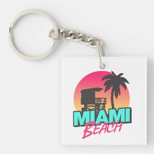 Miami Beach Travel Vintag Schlüsselanhänger (Vorderseite)