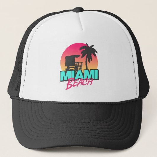 Miami Beach Travel Vintag Truckerkappe (Vorderseite)