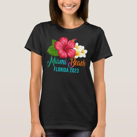 Miami Beach Vacation Florida Tropischer Hibiskus F T-Shirt (Vorderseite)