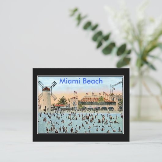 Miami Beach Vintag Postkarte (Stehend Vorderseite)