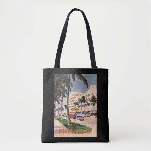 Miami Beach Vintage 1940s Street Scene Tasche (Vorderseite)
