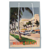 Miami Beach Vintage-Art Mittlere Geschenktüte (Rückseite)