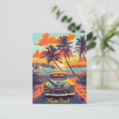 Miami Beach Vintage Car Postkarte (Stehend Vorderseite)