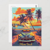 Miami Beach Vintage Car Postkarte (Vorne/Hinten)