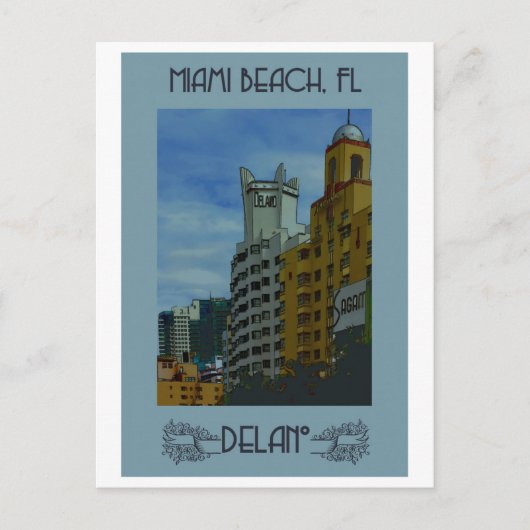 Miami Beach Vintage Reise Postkarte (Vorderseite)