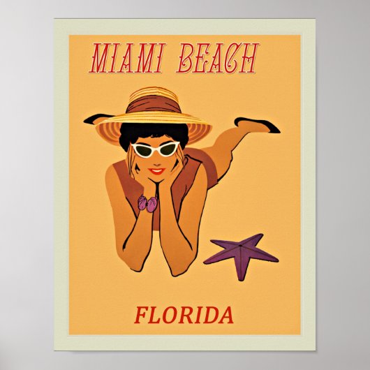 Miami Beach Vintage Reiseplakat Poster (Vorne)