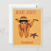 Miami Beach Vintage Reiseplakat Postkarte (Vorne/Hinten)
