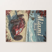 Miami Beach Vintager Rennwagen Puzzle (Horizontal)
