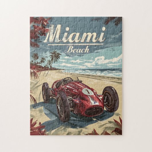 Miami Beach Vintager Rennwagen Puzzle (Vertikal)