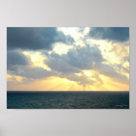 Miami Beach Yellow Sunrise Blue Ocean Landschaft Poster