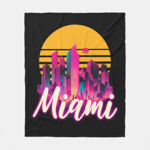 Miami bei Sonnenuntergang Fleecedecke
