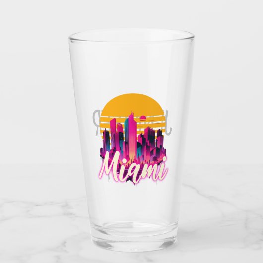 Miami bei Sonnenuntergang Glas (Vorderseite)