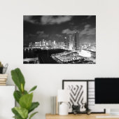 Miami by Night in Black and White Poster (Heimbüro)