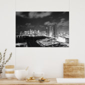Miami by Night in Black and White Poster (Küche)