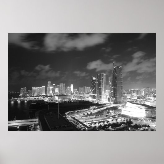 Miami by Night in Black and White Poster (Vorne)
