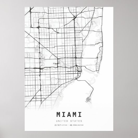 Miami Cartography City Map Poster (Vorne)