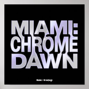 Miami Chrome Dawn Flüssigmetall Y3K Ästhetik Kunst Poster