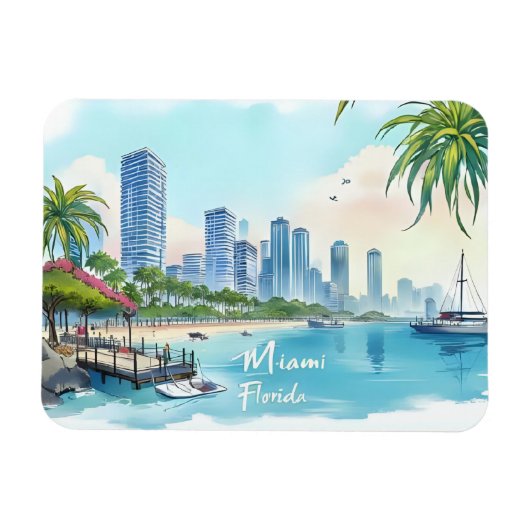 Miami City Florida Skyline Magnet (Horizontal)