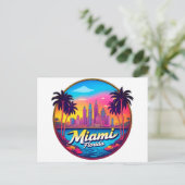 Miami City Florida Skyline Postkarte (Stehend Vorderseite)