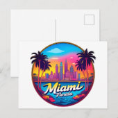 Miami City Florida Skyline Postkarte (Vorne/Hinten)