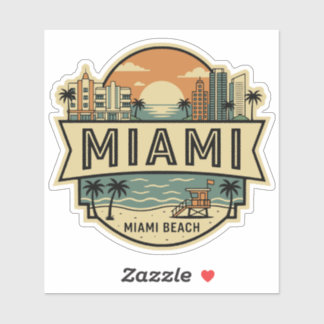 Miami City Florida Skyline Vintage Travel Badge Aufkleber