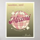 Miami City Florida USA Gold Moderne Dekoration Pos (Vorne)