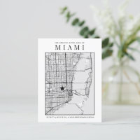 Miami City Map + Location Marker Postkarte