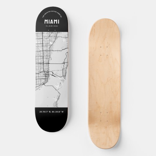 Miami City Map Skateboard (Vorderseite)