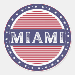 Miami City Pride Emblem – Amerikanische Identität Runder Aufkleber