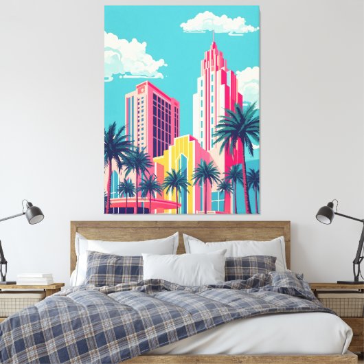 Miami City Vibes Leinwanddruck (Insitu (Schlafzimmer))